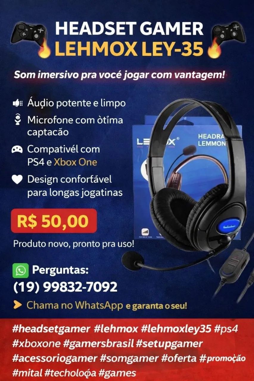 Fone gamer LEHMOX ley35