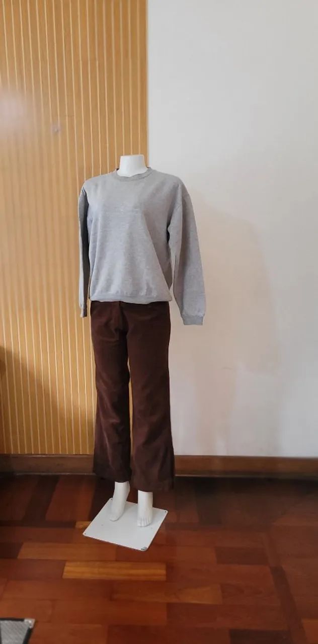 Blusa moletom cinza manga longa tam M