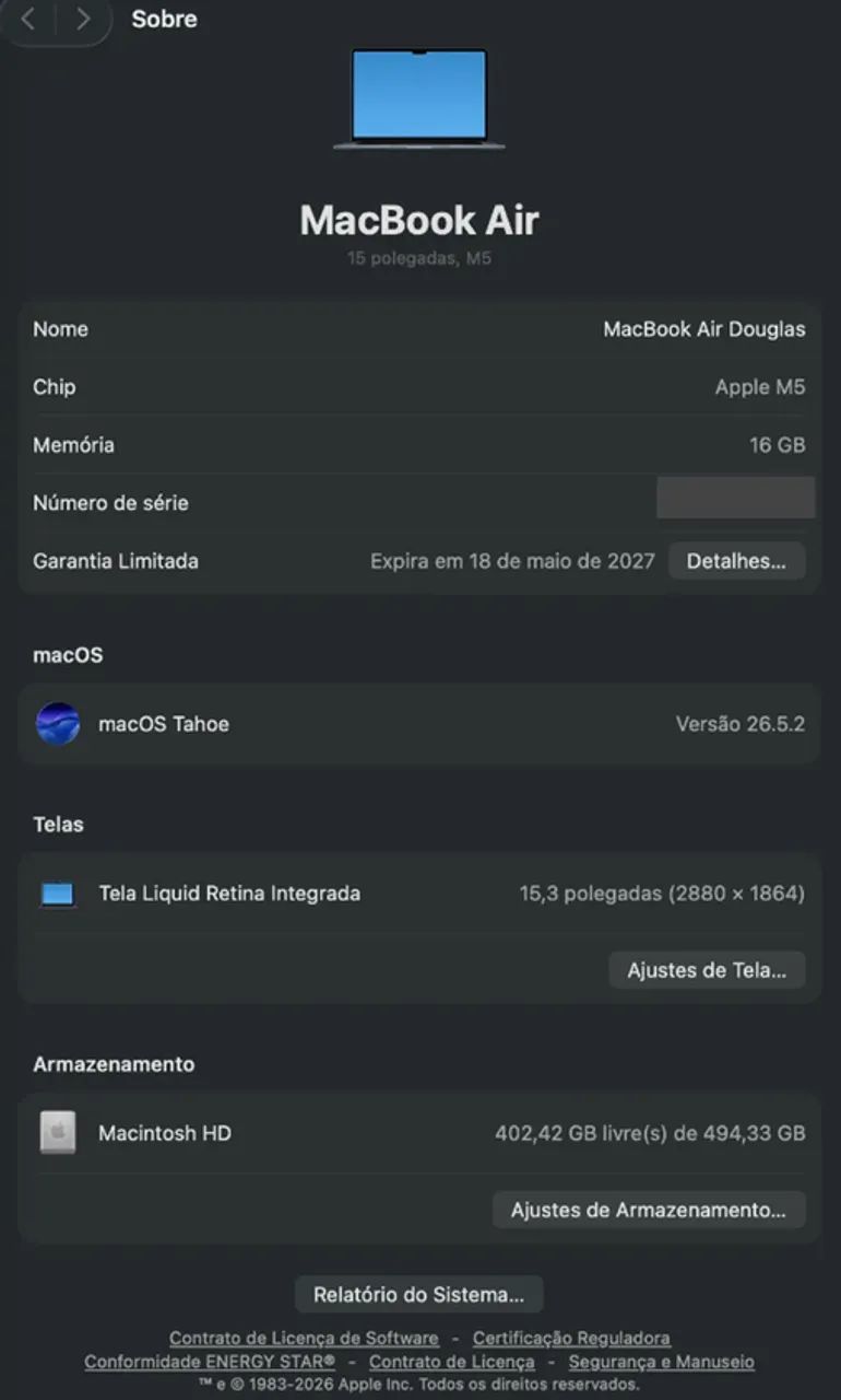MacBook Air M5 15 Polegadas| 16GB RAM | 512GB SSD | Garantia Apple - Foto 3
