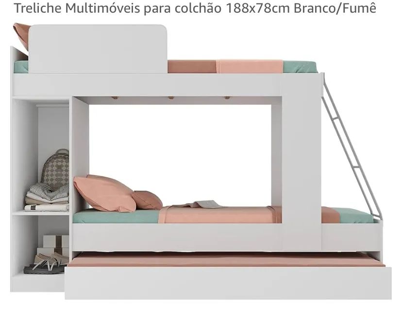 Cama treliche cor branca  com colchão 