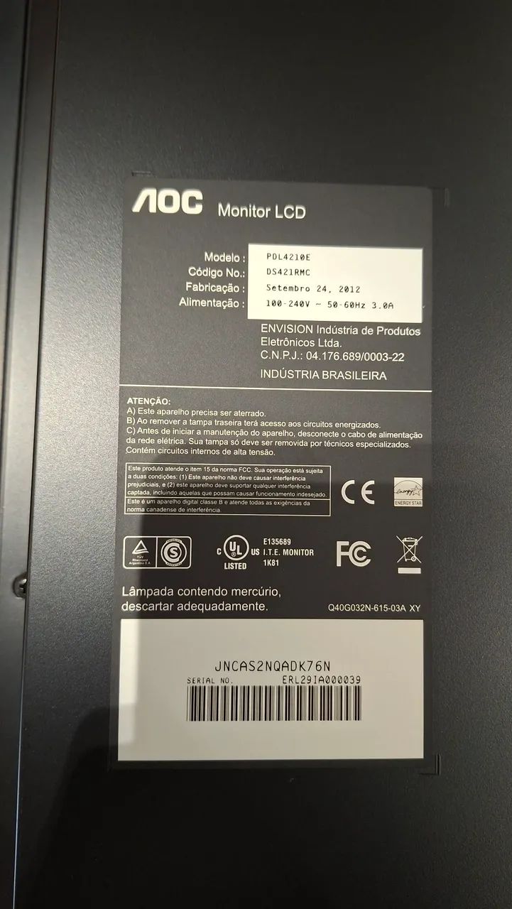 Monitor LCD profissional  pdl4210E 42 polegadas 60hz HD 