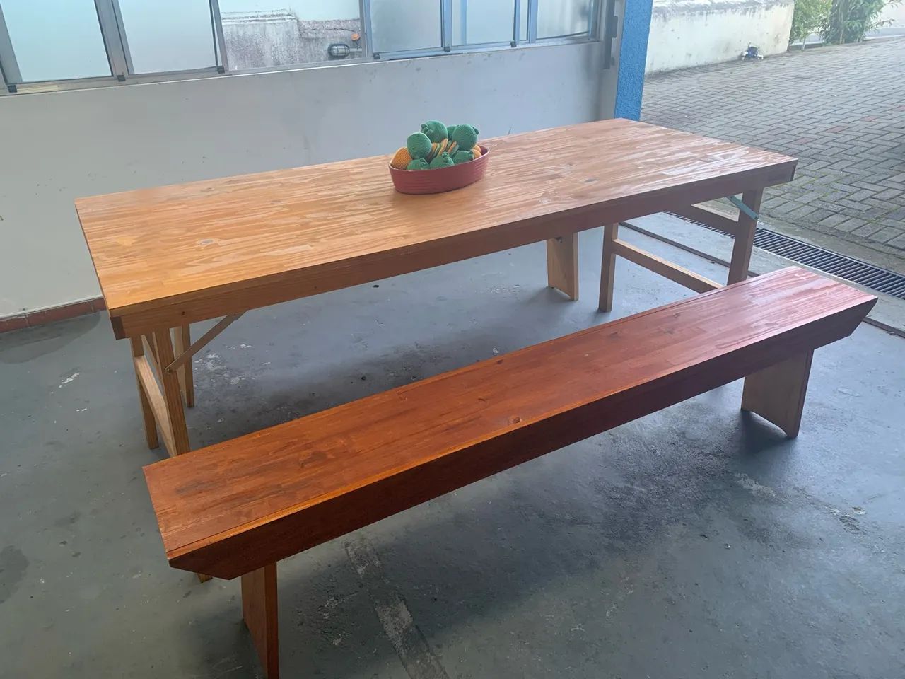 Conjunto Mesa Rústica com Bancos Madeira  - Foto 3