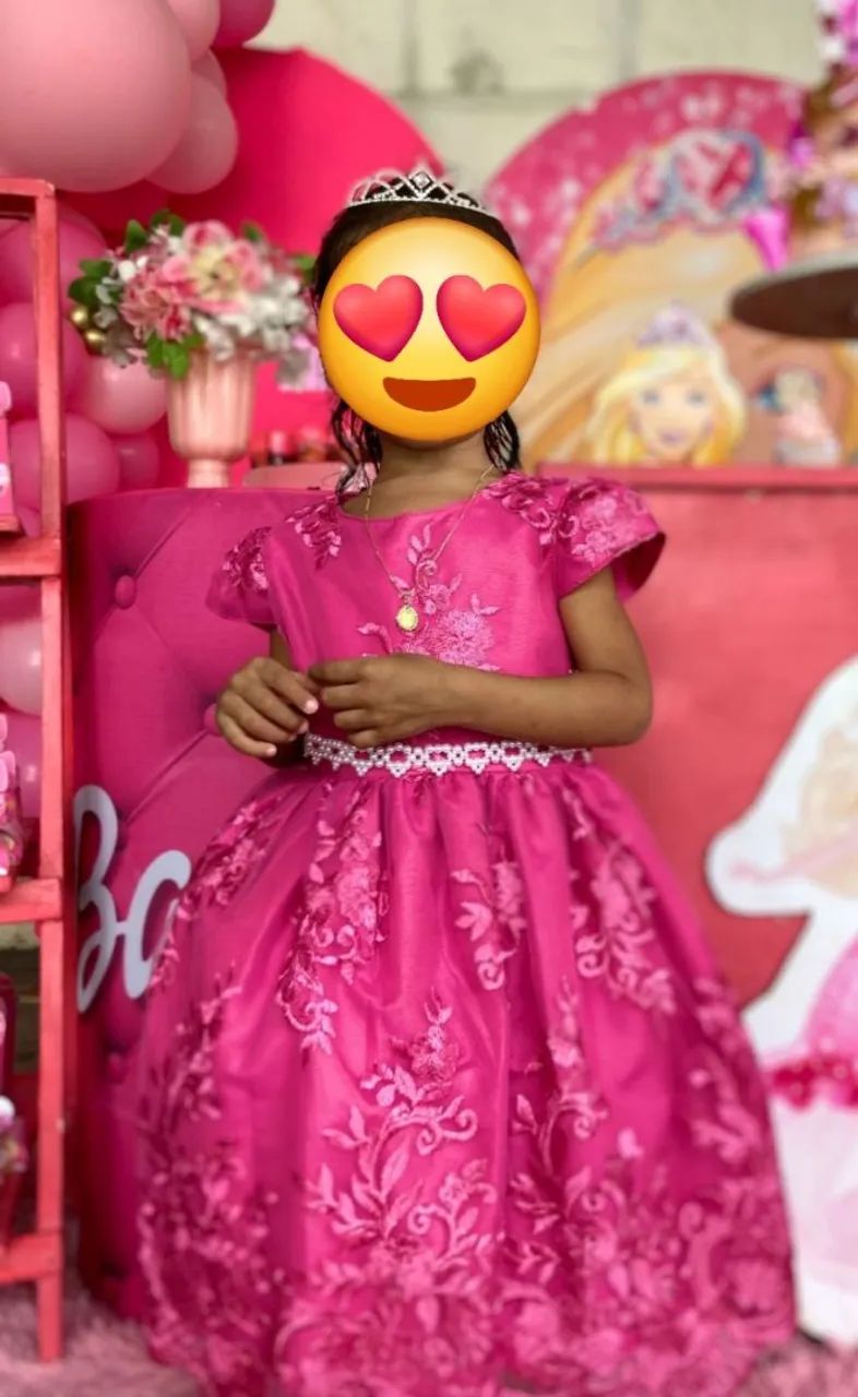 Vestido infantil 3 a 5 com a travessa da princesa