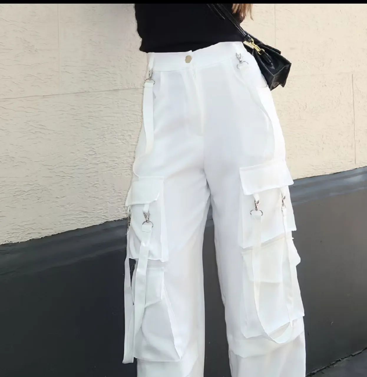 Cal ça feminina branca cargo  - Foto 2