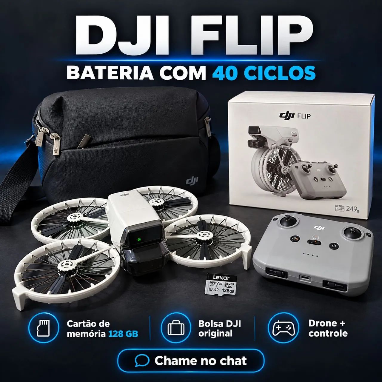 Drone DJI Flip completo + acessorios