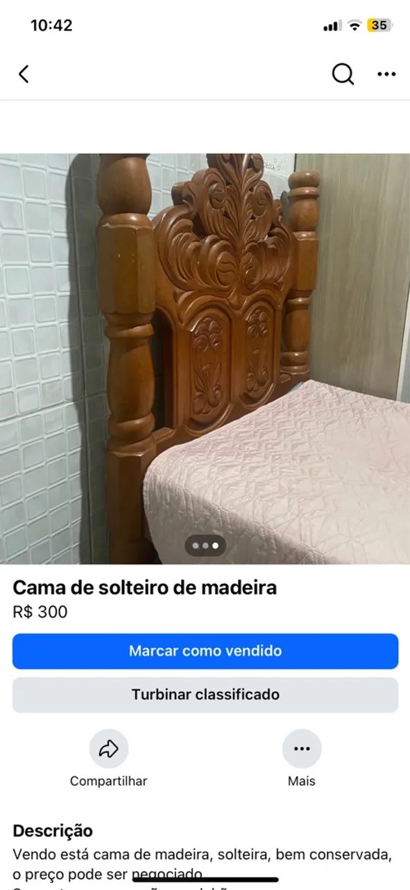 Cama de solteiro de madeira trabalhada - Foto 2