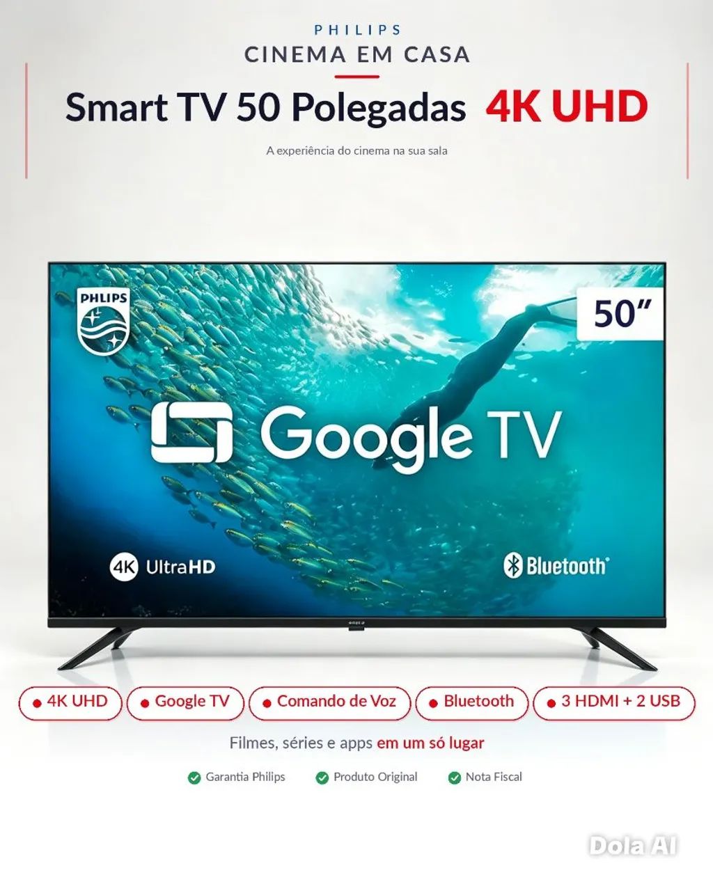 Tv 50" Philips Google Tv. Só venda. Zero 
