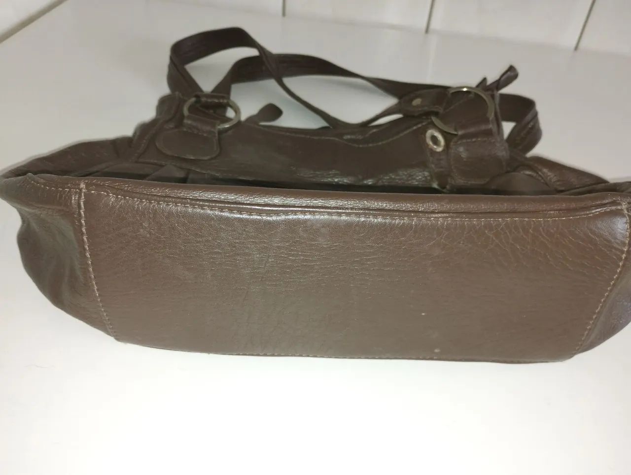 Bolsa marrom couro legítimo  - Foto 4