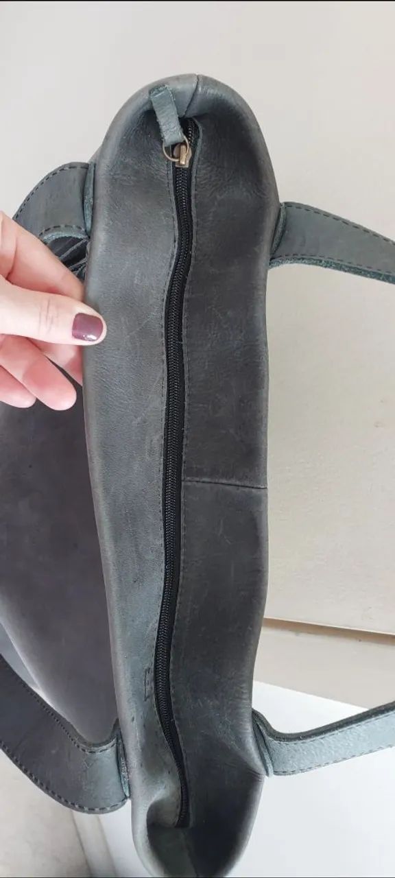 Bolsa couro cinza -  Via Mia - Foto 4