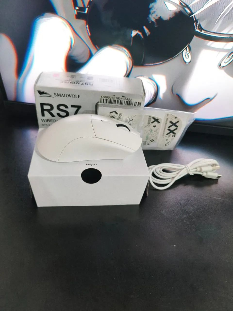 Mouse Gamer RS7 SMAILWOLF Tri-Mode Branco - Foto 2