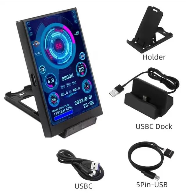 Tela monitor IPS 3,5 polegadas Tipo C e USB Display HDD, 320x480 - Foto 3