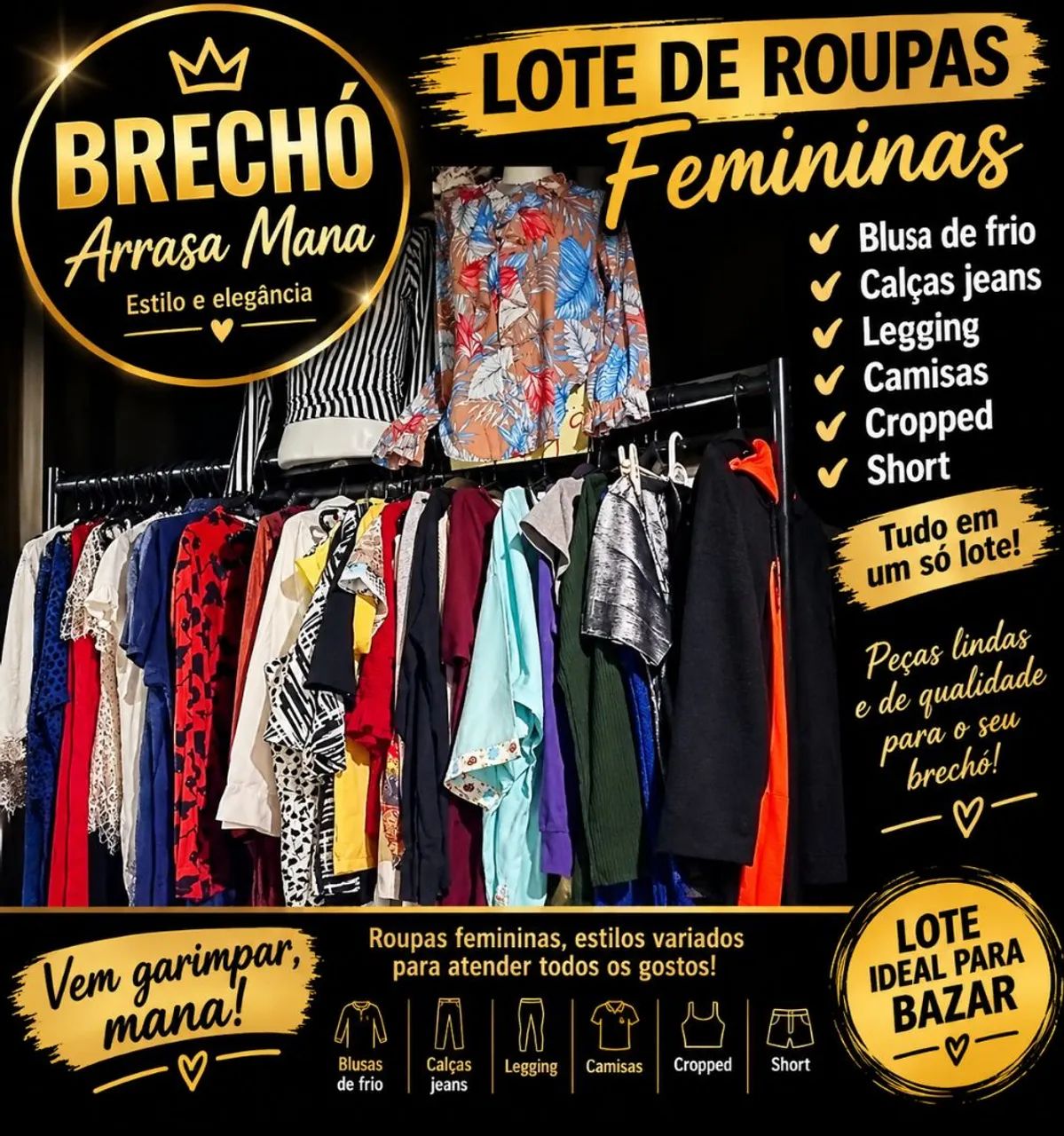 Lote feminino misto com números variados 