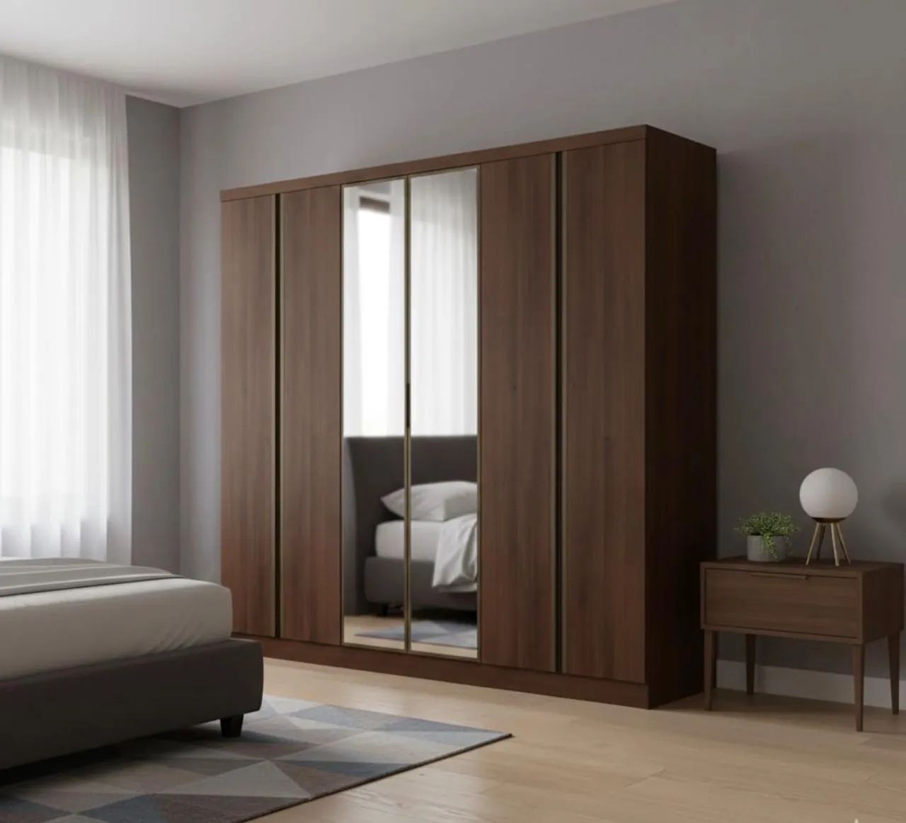 Guarda-Roupa Bartira Monte Rei com 6 Portas e Espelho
