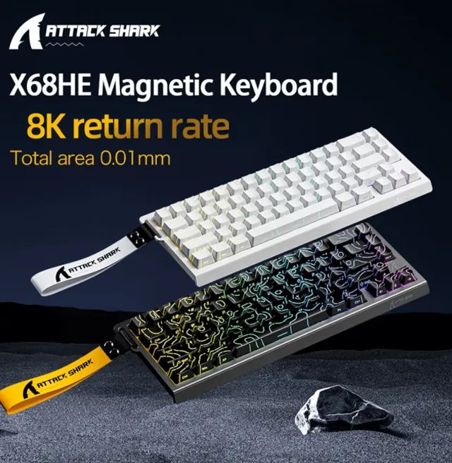 teclado magnético attack shark x68he black gaming 8000hz