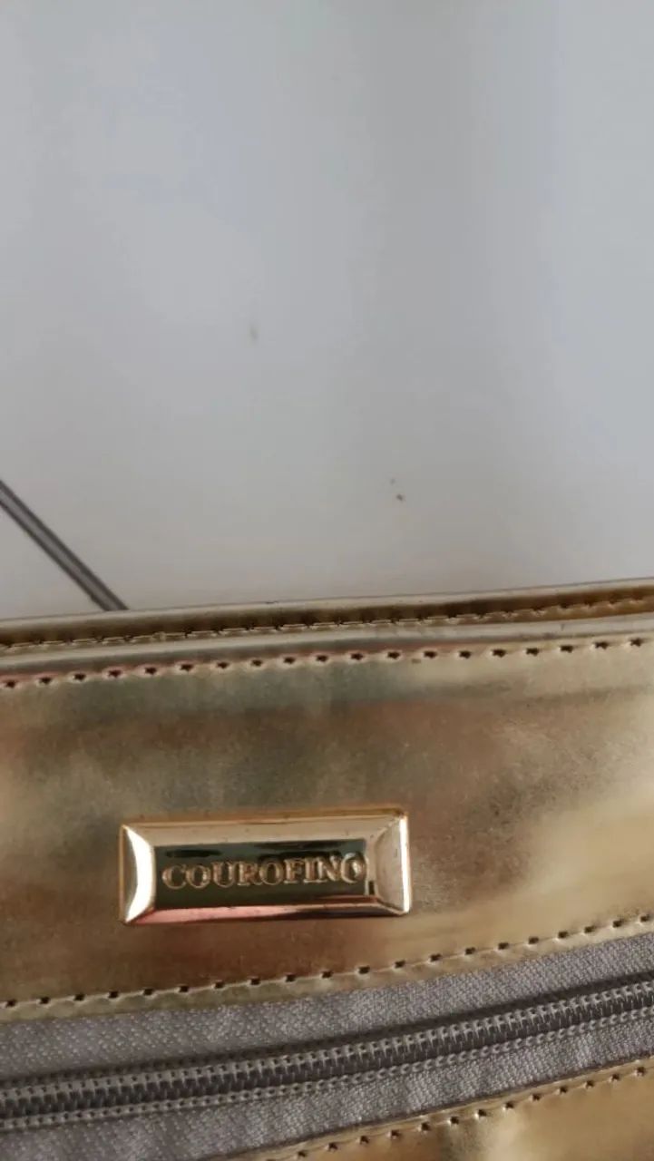 Bolsa couro fino dourada - Foto 4