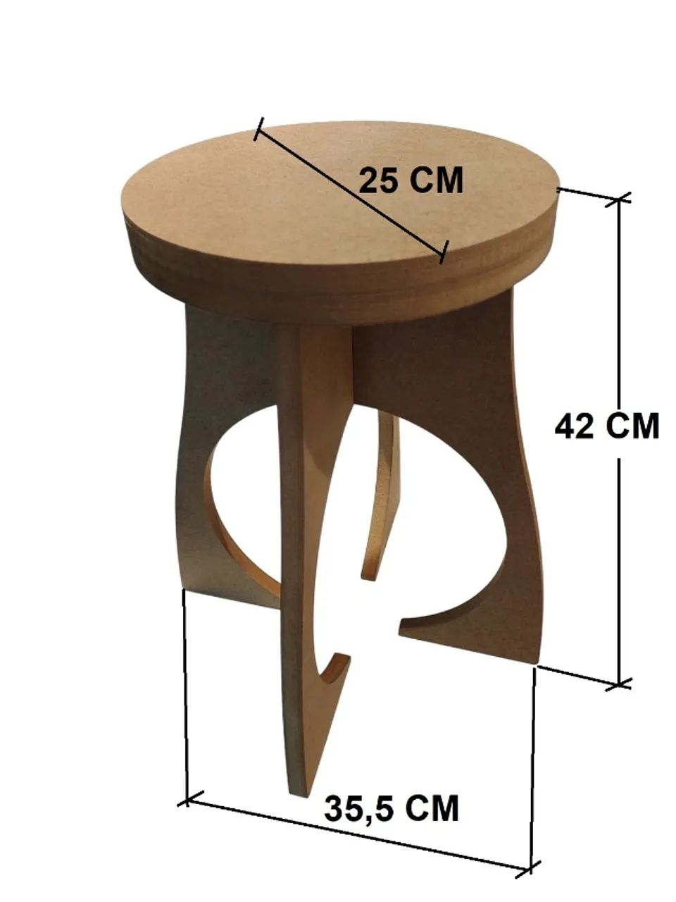 Banquinho Design MDF Cru de Encaixe | Montagem Sem Parafuso | Para Pintar e Personalizar - Foto 2