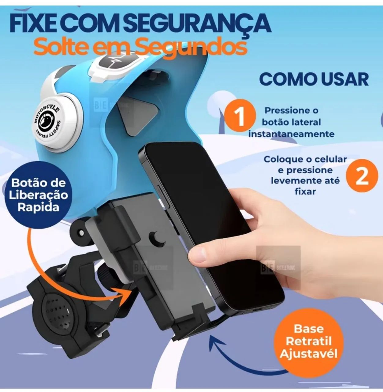 Suporte de celular para moto com proteção contra sol e chuva - Foto 3