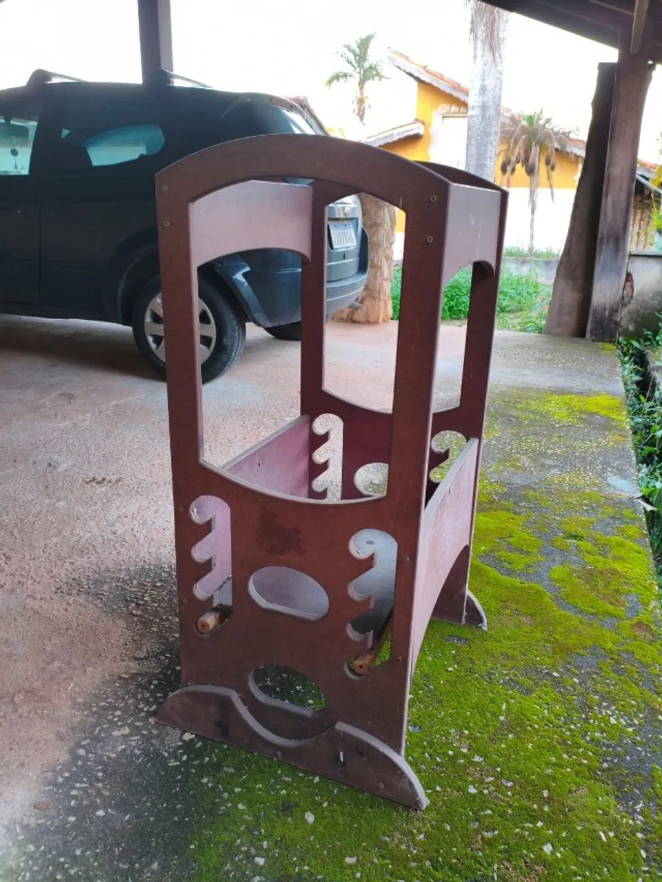 Torre de Aprendizagem Montessoriana Infantil Regulável Madeira Antiga - Foto 2