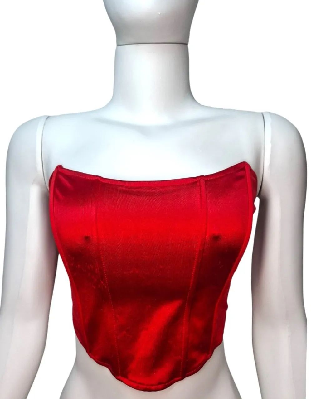 Top Cropped Corset Cetim Vermelho