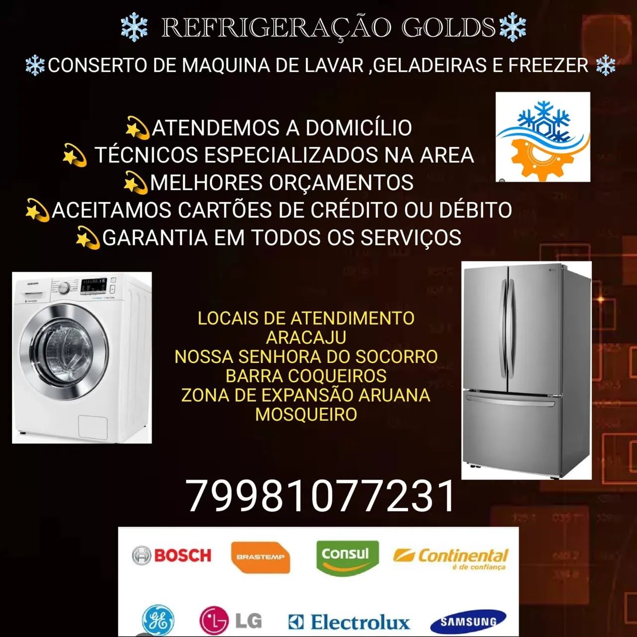 Conserto de máquina de lavar e geladeira
