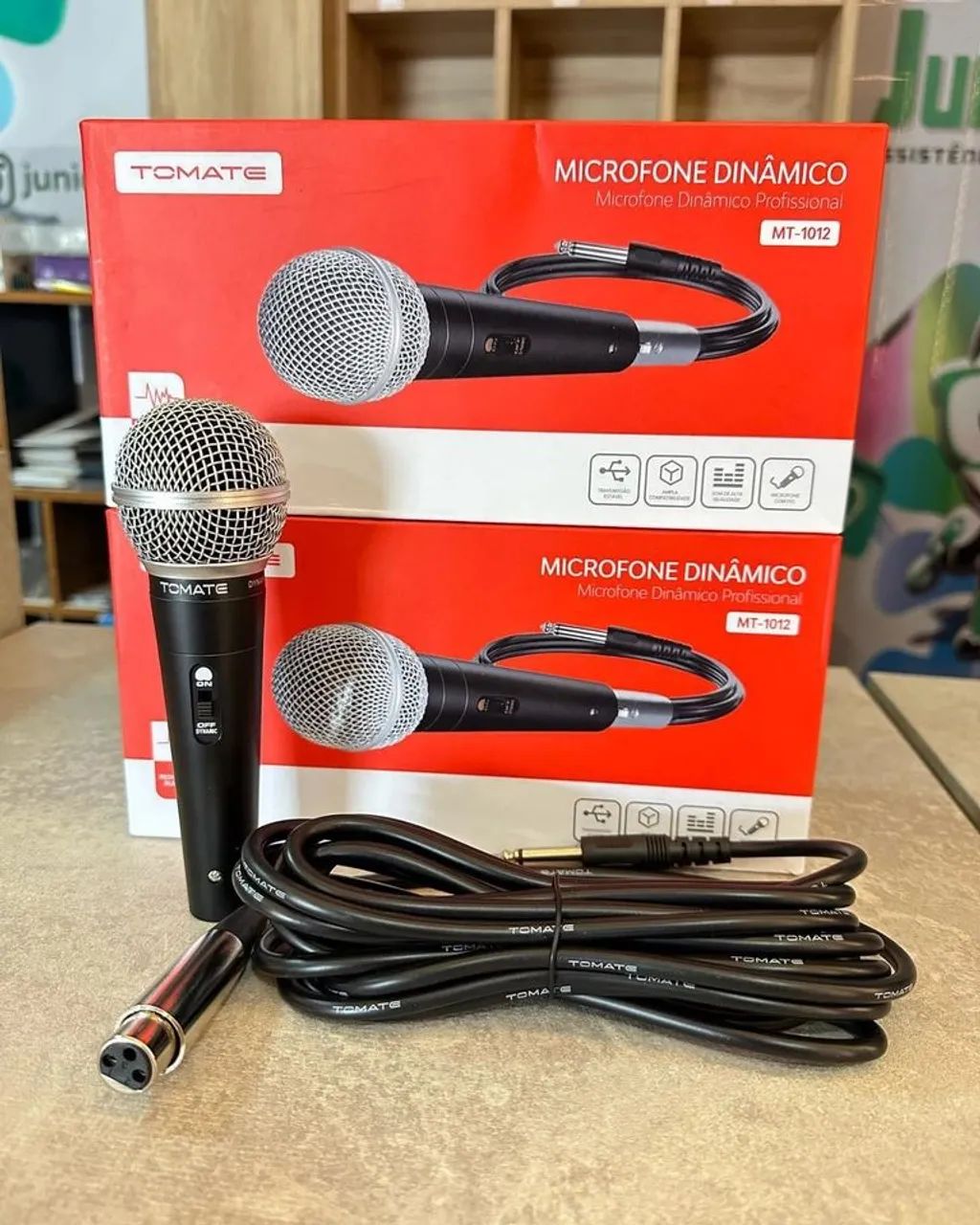 Microfone Dinâmico Tomate MT-1012 - Profissional com Cabo XLR/P10 - Novo