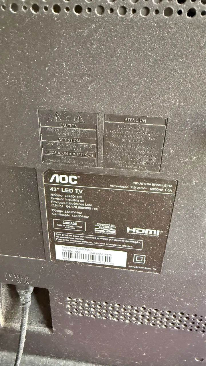 TV AOC LED 43? LE43D1452 - Com controle - Para conserto - Foto 4