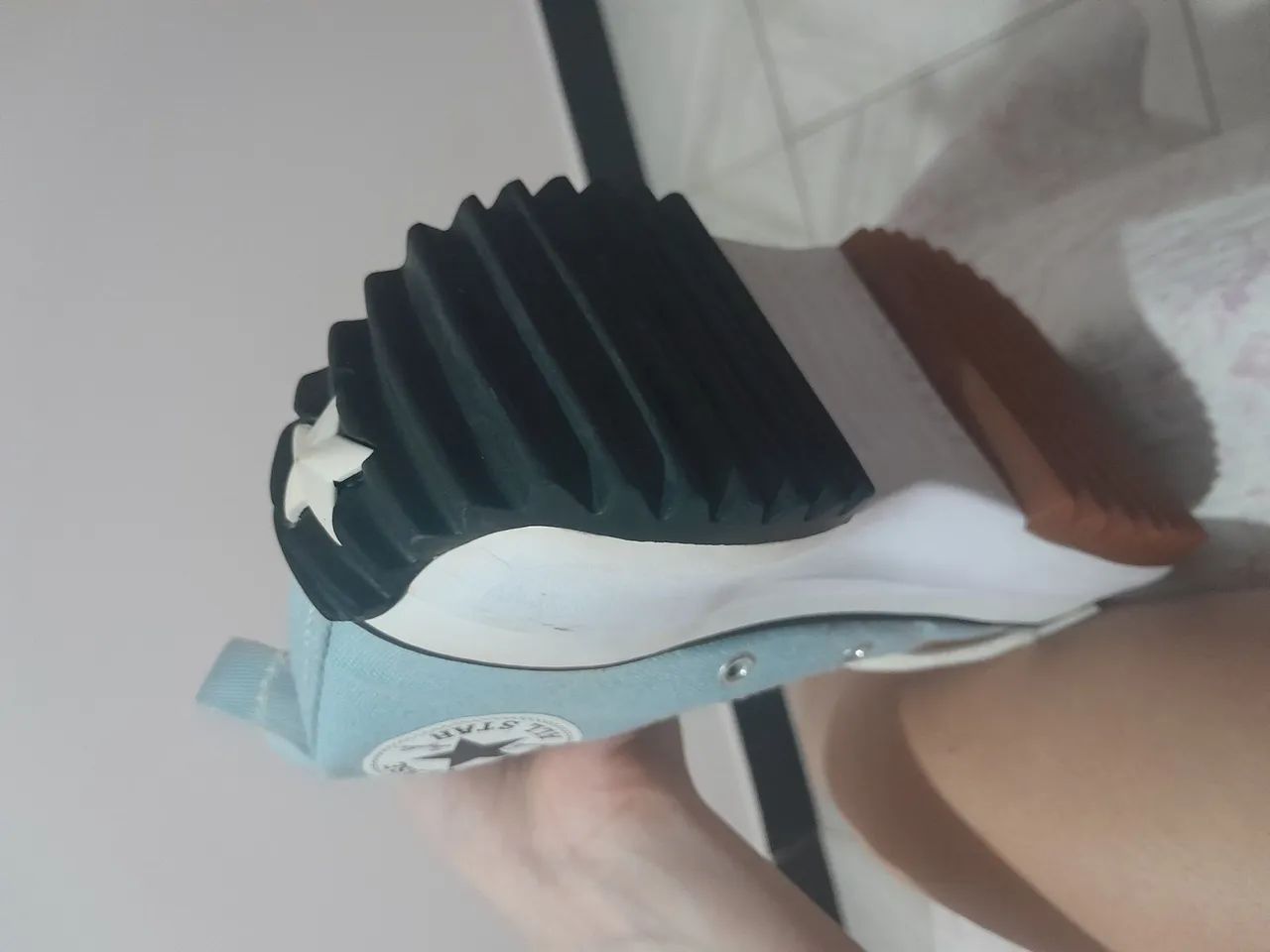 Tênis all Star original jeans plataforma cano longo, emborrachado em baixo, confortável - Foto 4