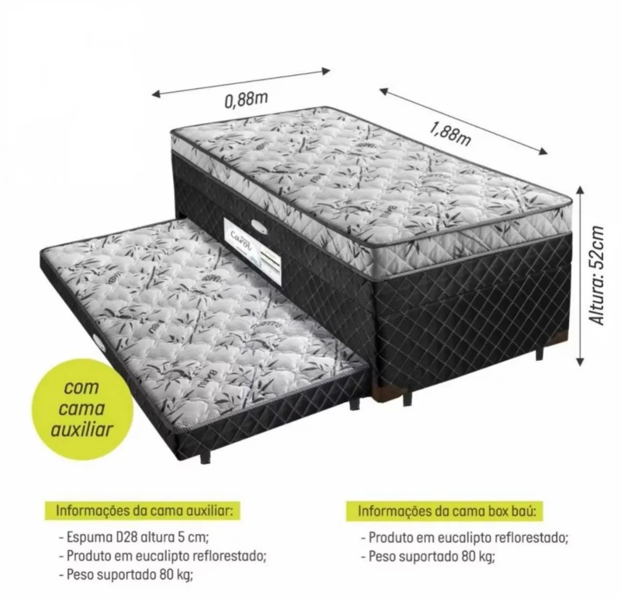 Cama box solteiro com cama auxiliar - Foto 2