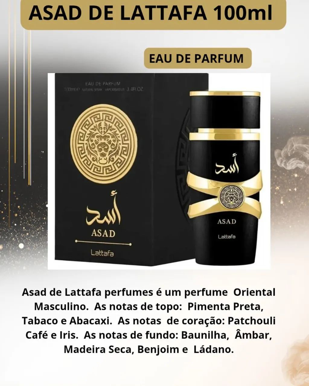 Perfume Asad de Lattafa Eau de Parfum 100ml- Árabe 