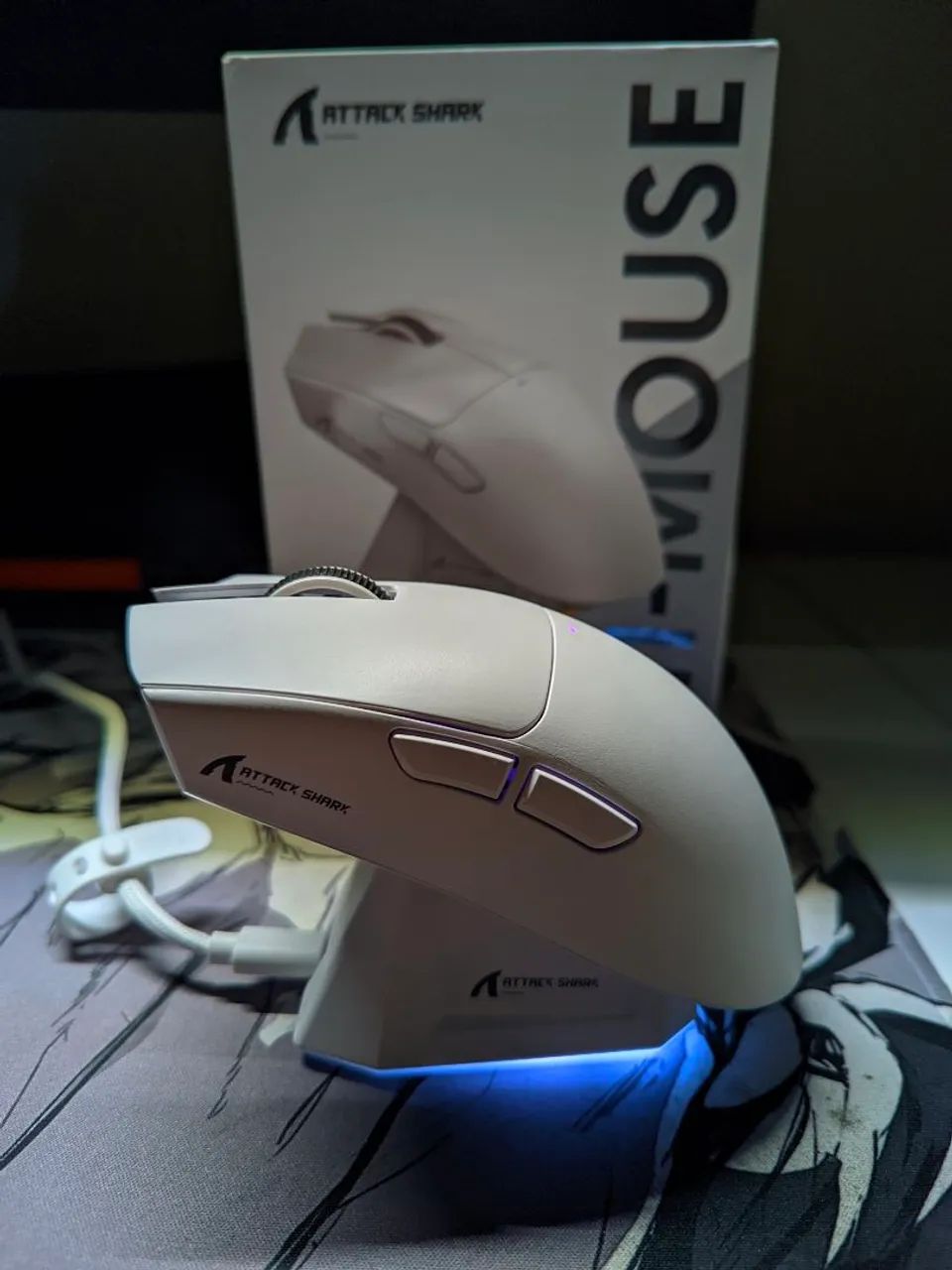 Mouse Sem Fio Attack Shark X11 Com Dock de Carregamento - Sensor PAW 3311 - Foto 2