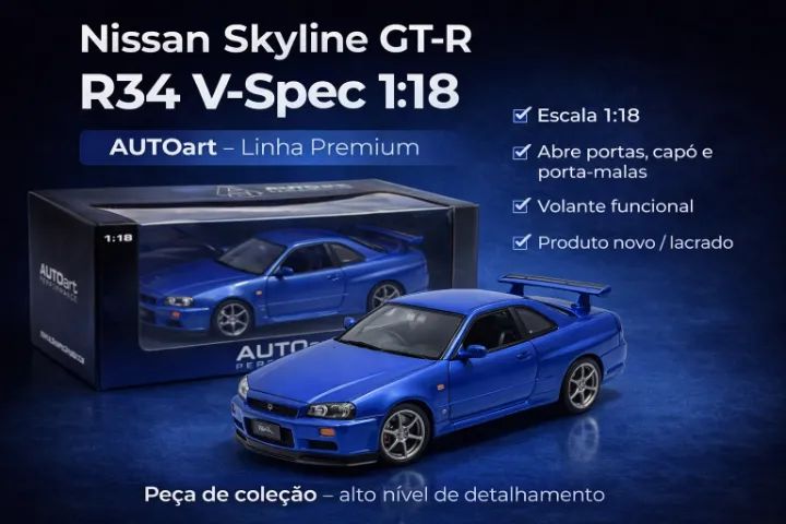 Miniatura Nissan Skyline GT-R R34 V-Spec 1/18 AutoArt - Hobbies e