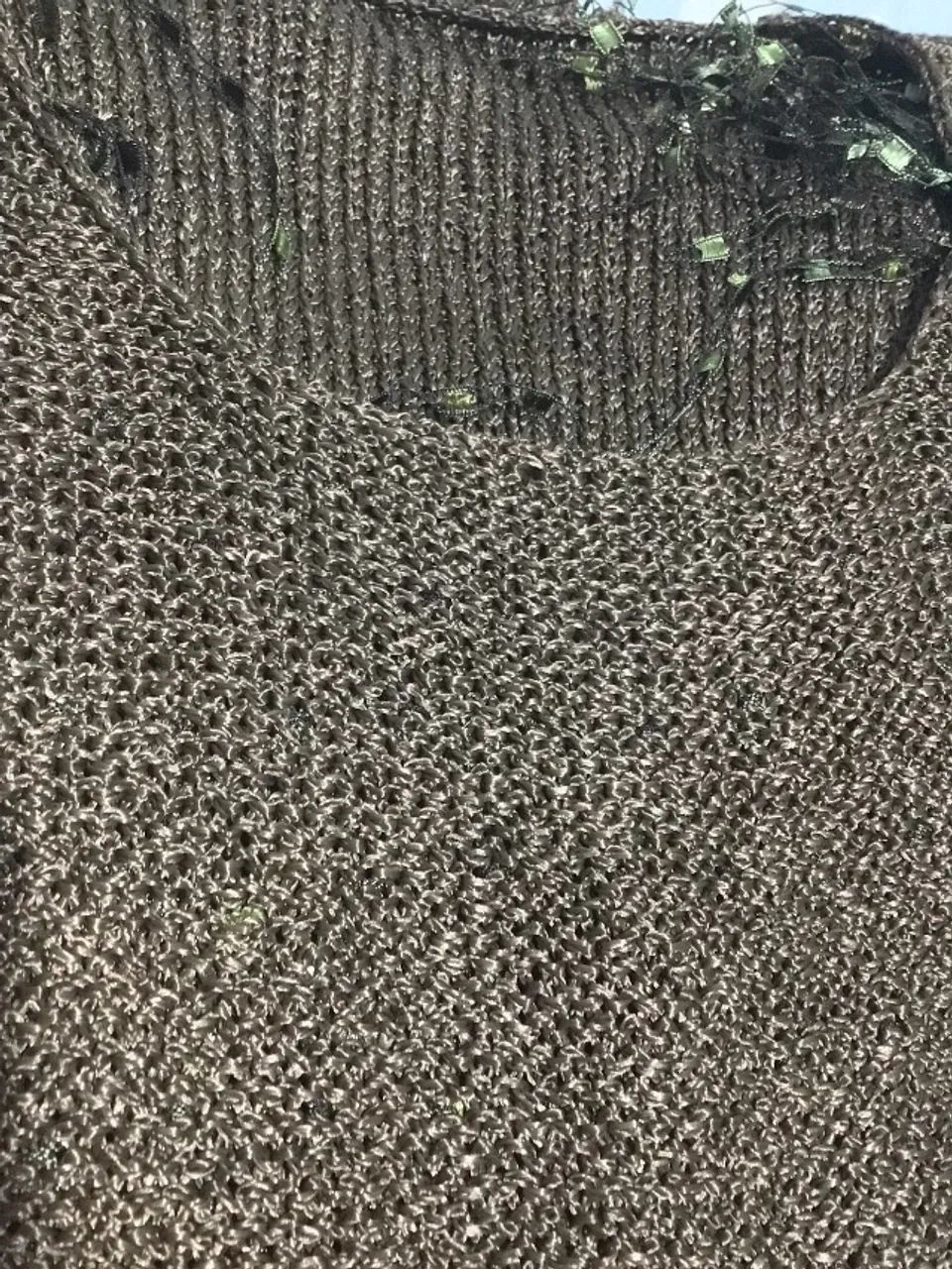 BLUSA MALHA MARROM VERDE TAM M - Foto 5