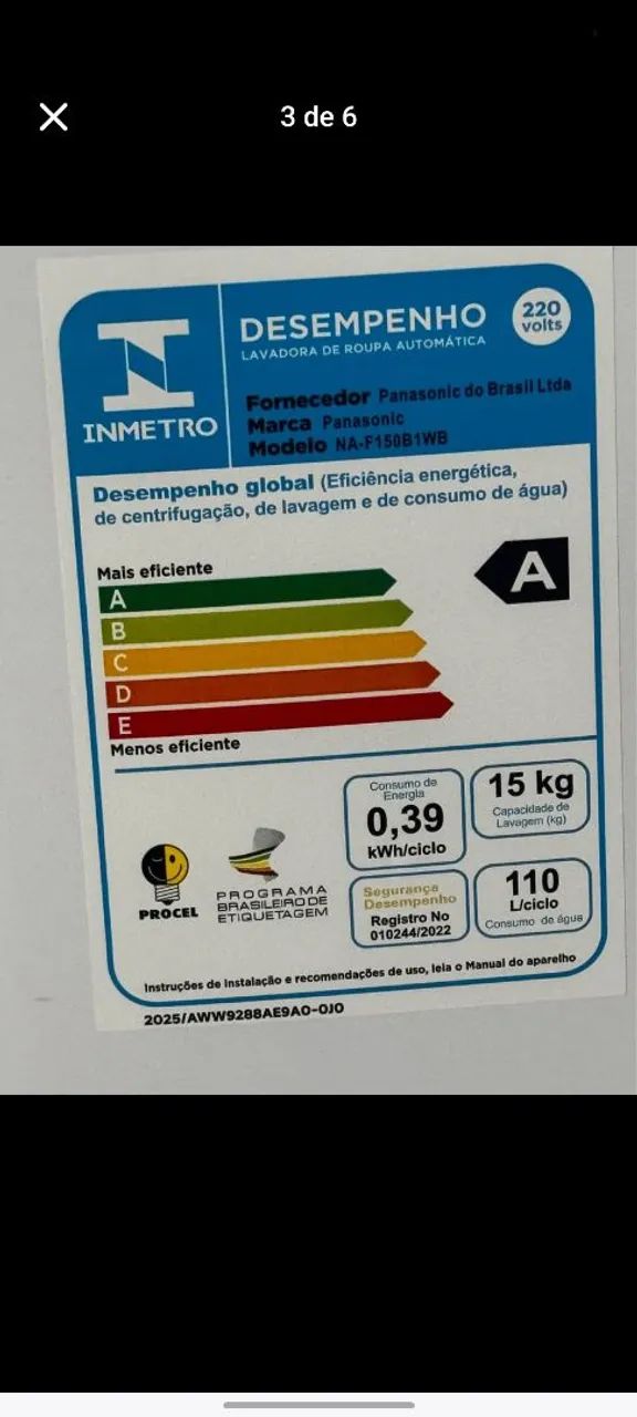 ? Máquina Panasonic 15kg Smartsense - Branca (Estado de Nova!) - Foto 3