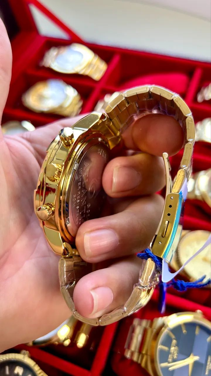Lançamento relogio masculino dourado - Foto 3