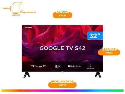 Smart TV 32" SEMP HD LED 32S42 Google TV 2 HDMI - Foto 3