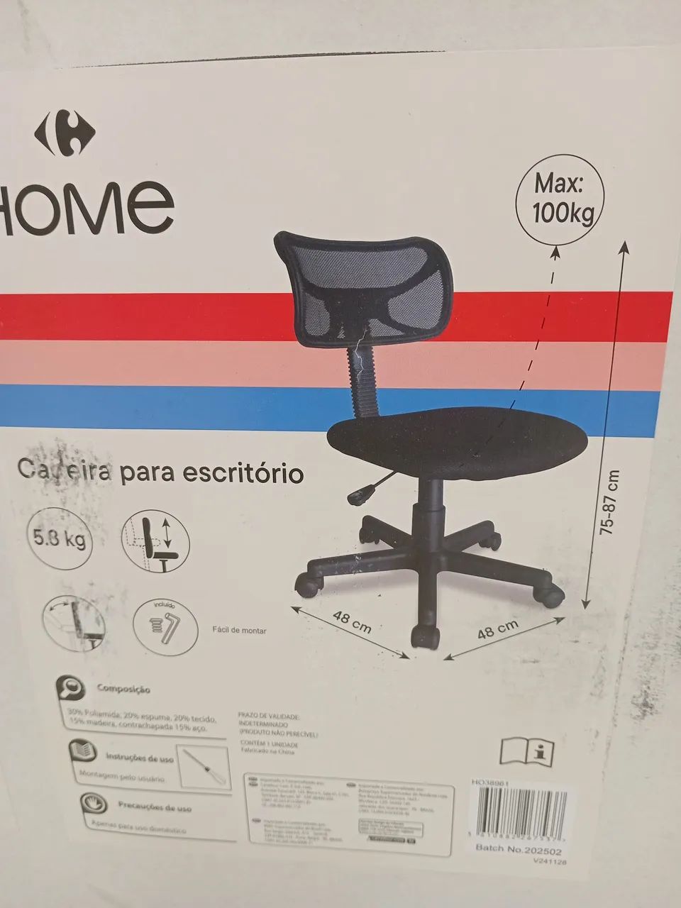 Cadeira de Escritório Mesh s/braço (nova na caixa)
