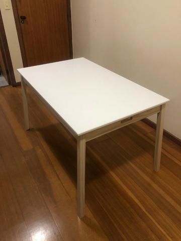 Mesa de Jantar TokStok 130X80 Madeira Natural/Branco