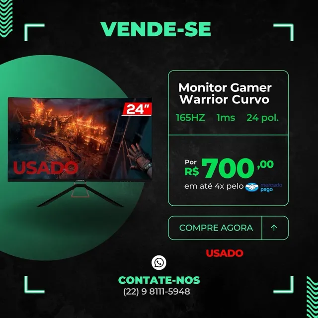 Monitor Gamer Shin Kai 24 Polegadas Curvo 165Hz Warrior - MN103 MN103 -  Casa & Vídeo