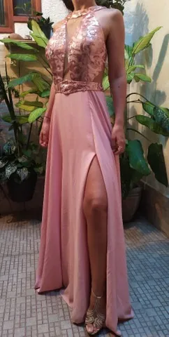 Vestido de formatura rosa hot sale chá