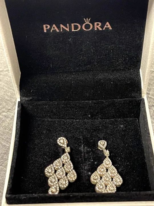 Brinco Prata Pandora com Pedras Zircônia