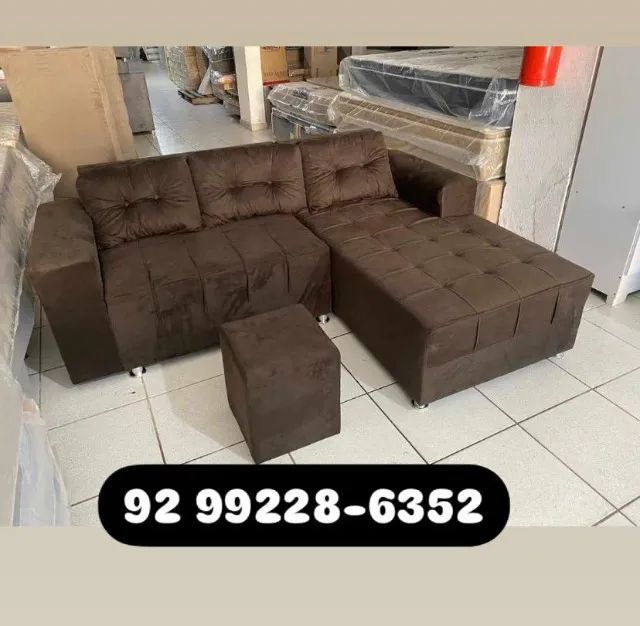 Sofá chayse com puff de brinde novo 