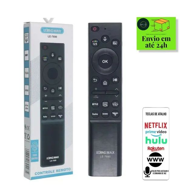 Controle remoto compatível com TV Samsung Smart com comando de voz 