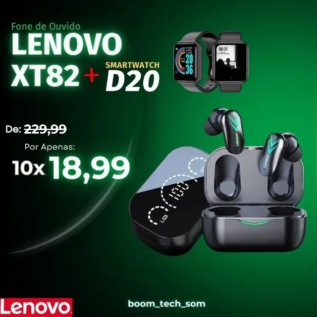 Kit Smartwatch D20 + Fone Bluetooth Lenovo XT82 | Garantia | Pronta Entrega - Foto 2