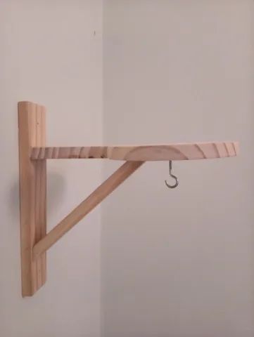 Suporte de Parede Mão Francesa Tipo Raquete para vasos planta Macramê Envernizado