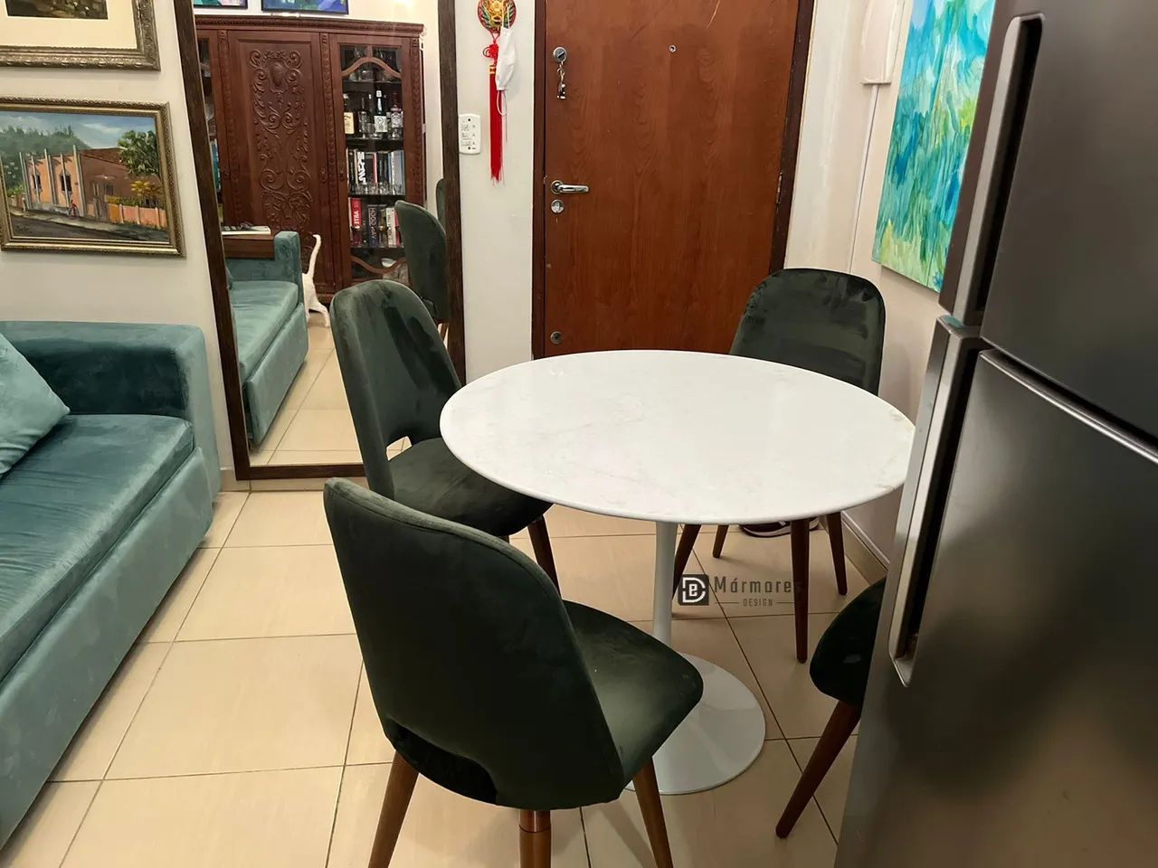 Mesa Saarinen mármore Espírito Santo 80cm oferta  - Foto 3