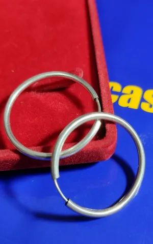Argola de Prata 32 mm 4.50 Gramas Tubo2 mm - Foto 2