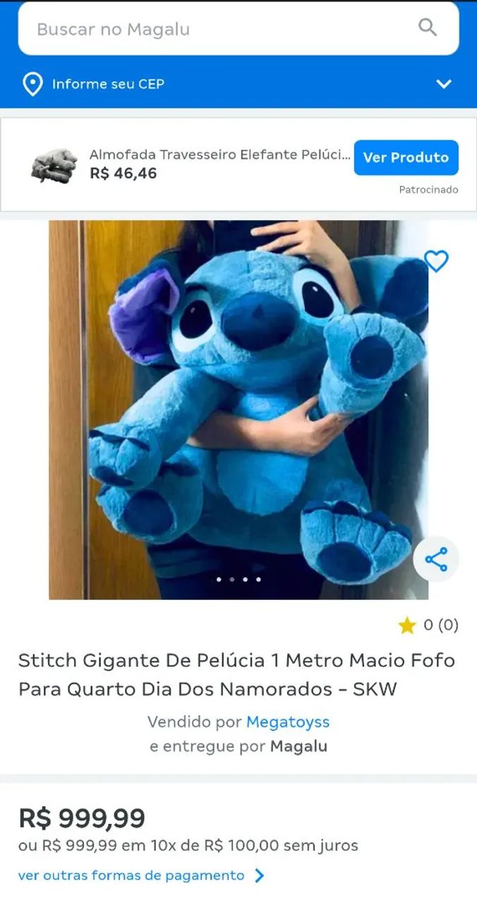 Urso de pelúcia Stitch (R$ 390,00) e Angel (R$220,00) - Foto 3