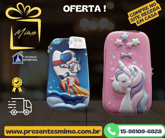 Estojo Escolar Case 22,5cm 3D Astronauta Unicornio