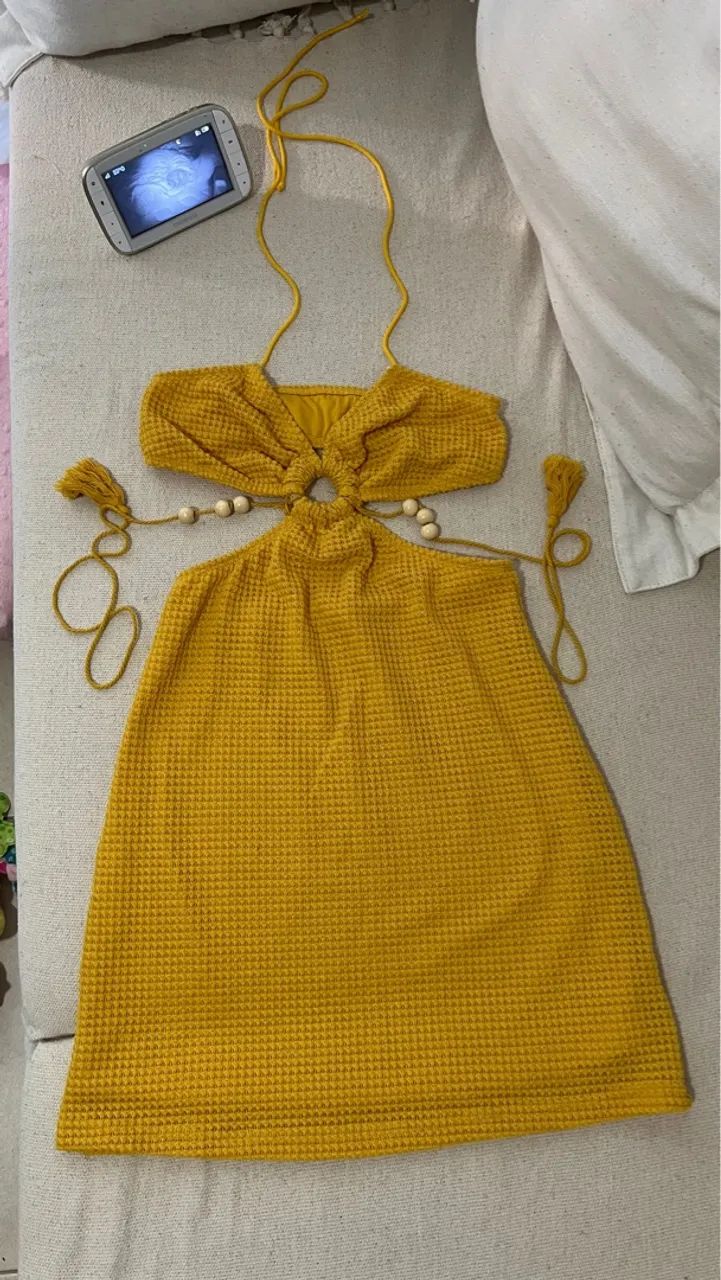 vestido curto amarelo shein tamanho 38