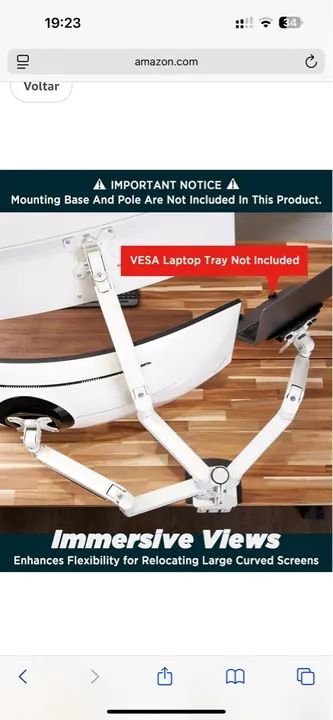 Braço de monitor triplo Branco para monitores de até 57 - Foto 5